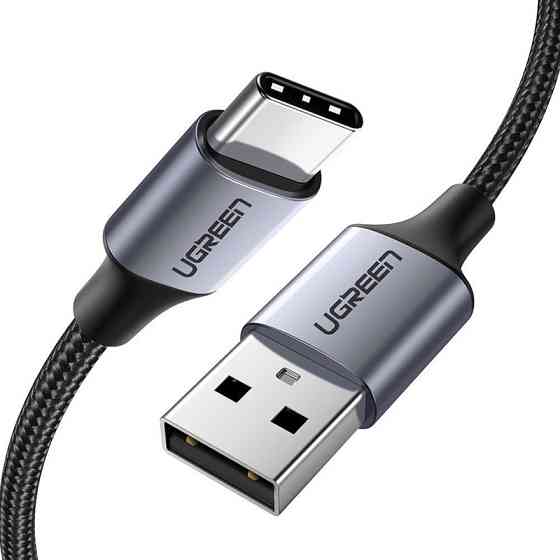Кабель USB 2.0 AM-Type-C M, 2 м, 60W Nickel Plating Aluminum Braid Чорний, US288 UGREEN Вінниця