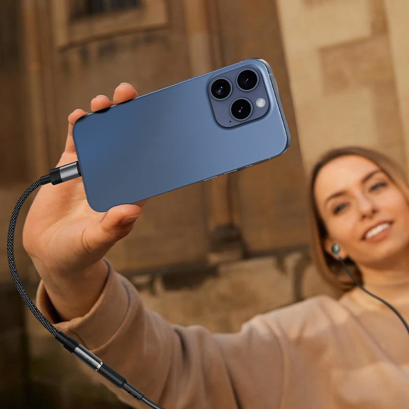 Перехідник USB-C --> 3.5 mm 15cm audio converter J12 Acefast black Вінниця - фото 5