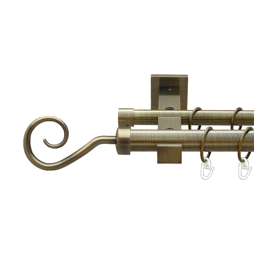 Карниз Orvit Гак металевий дворядний техно гладка труба кільце металеве Антик 25\19 мм 160 см (00-00025972) Львов - изображение 1