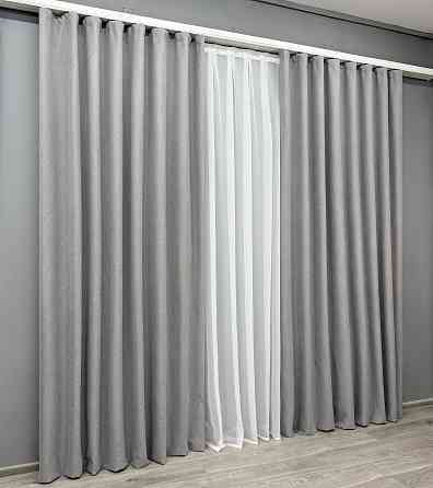 Комплект готовых штор VR-Textil Блэкаут двусторонний ASHEN NIGHT № 1840ш Светло-серый 150х290 см 2 шт (33-0874) Киев
