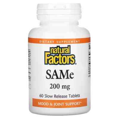 Витаминно-минеральный комплекс Natural Factors SAM-e (дисульфат тозилат) медленного высвобождения, 200 мг, (NFS-02708) Винница