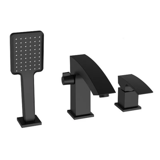 Чорний змішувач на борт ванни Koer KB-43007-05 на 3 отвори Харків