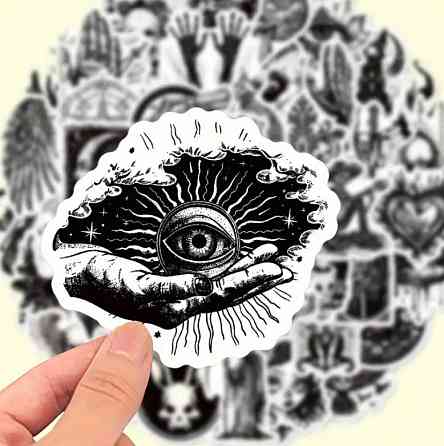 50 шт. черно-белых готических наклеек из винила для скрапбукинга, ежедневника, ноутбука, бутылки для воды. Киев