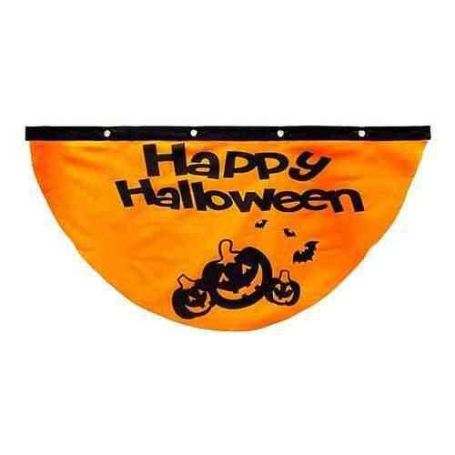 “HALLOWEEN”. Баннер с тыквой и летучими мышами, оранжевый Киев
