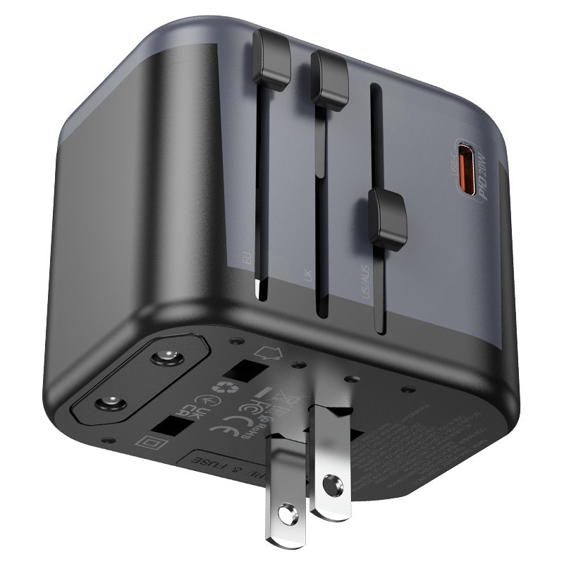 Мережевий зарядний пристрій BOROFONE BAC13 Leader 3-port PD20W(1C2A) universal conversion charger Black Одеса - фото 6