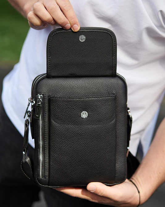 Якісна чоловіча сумка з натуральної шкіри, сумка месенджер, барсетка шкіряна, сумка Bexhill Київ - фото 3