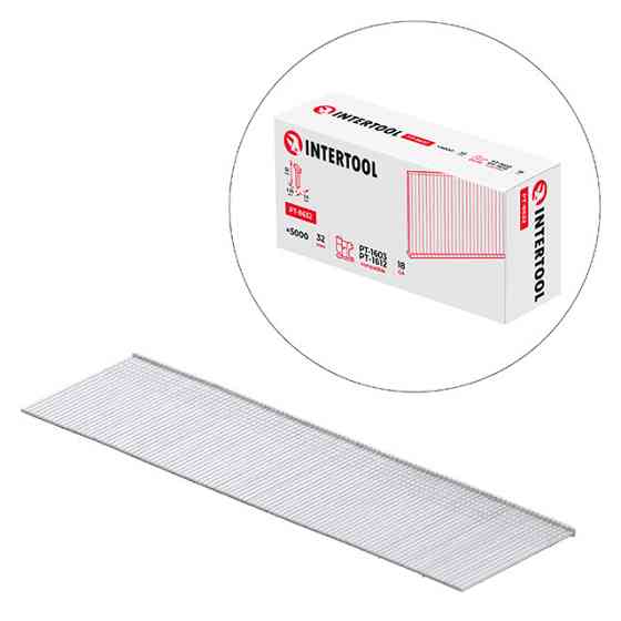 Цвях для степлера PT-1603, PT-1612, 32 мм, 18GA, 1,0×1,25 мм, 5000 од/упак INTERTOOL PT-8632 Киев