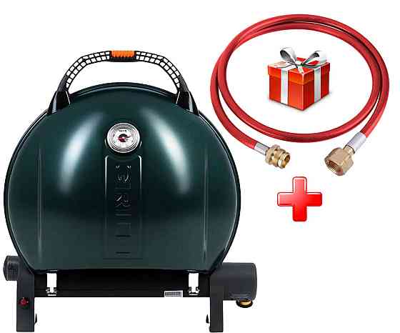КОМПЛЕКТ Портативный переносной газовый гриль O-GRILL 900, зеленый + шланг в подарок! Код: 013371 Ровно
