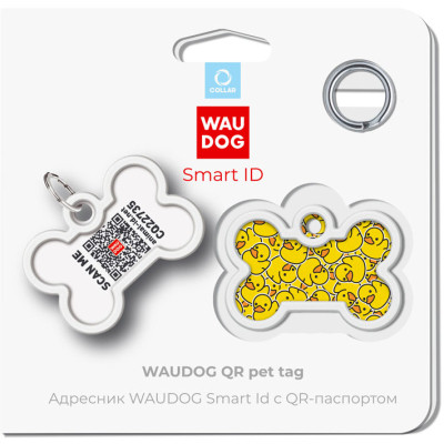 Адресник для тварин WAUDOG Smart ID з QR паспортом "Качечки", кістка 40х28 мм (0640-0204) Вінниця - фото 5