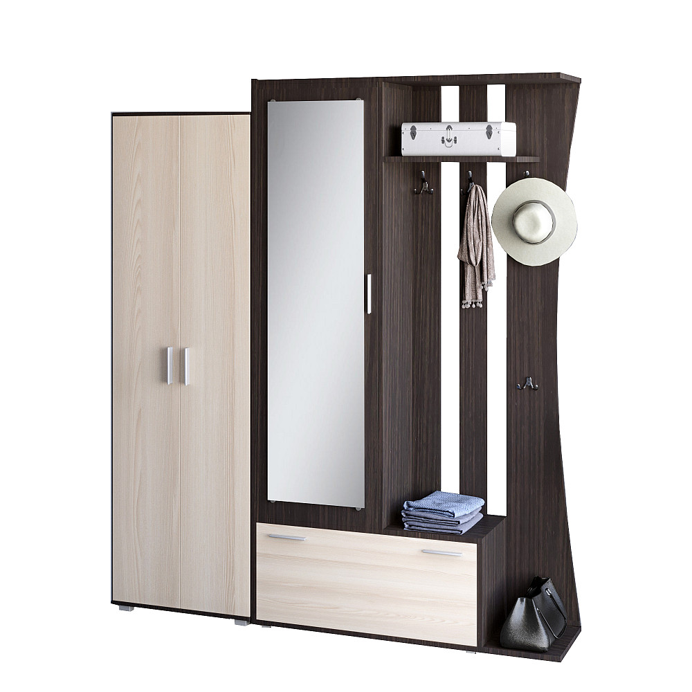 Прихожая Авео-2 Эверест с распашным шкафом ШП-1 венге + дуб молочный (DTM-2661) Львов - изображение 2