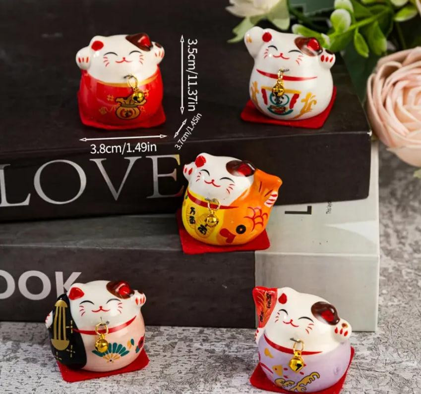 Манекі-неко: Японський талісман удачі, багатства та щастя (керамічний, 40 мм, 5 кольорів). Кошеня уд Київ - фото 2