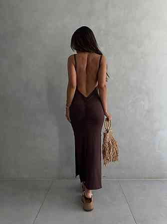 Женское романтичное элегантное платье с открытой спиной турецкое вискоза Шоколад, 46/48 Одесса