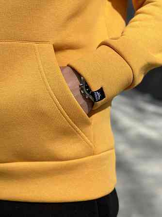 Тепле чоловіче худі на флісі з капюшоном жовте Pobedov 008 ЗИМА Київ