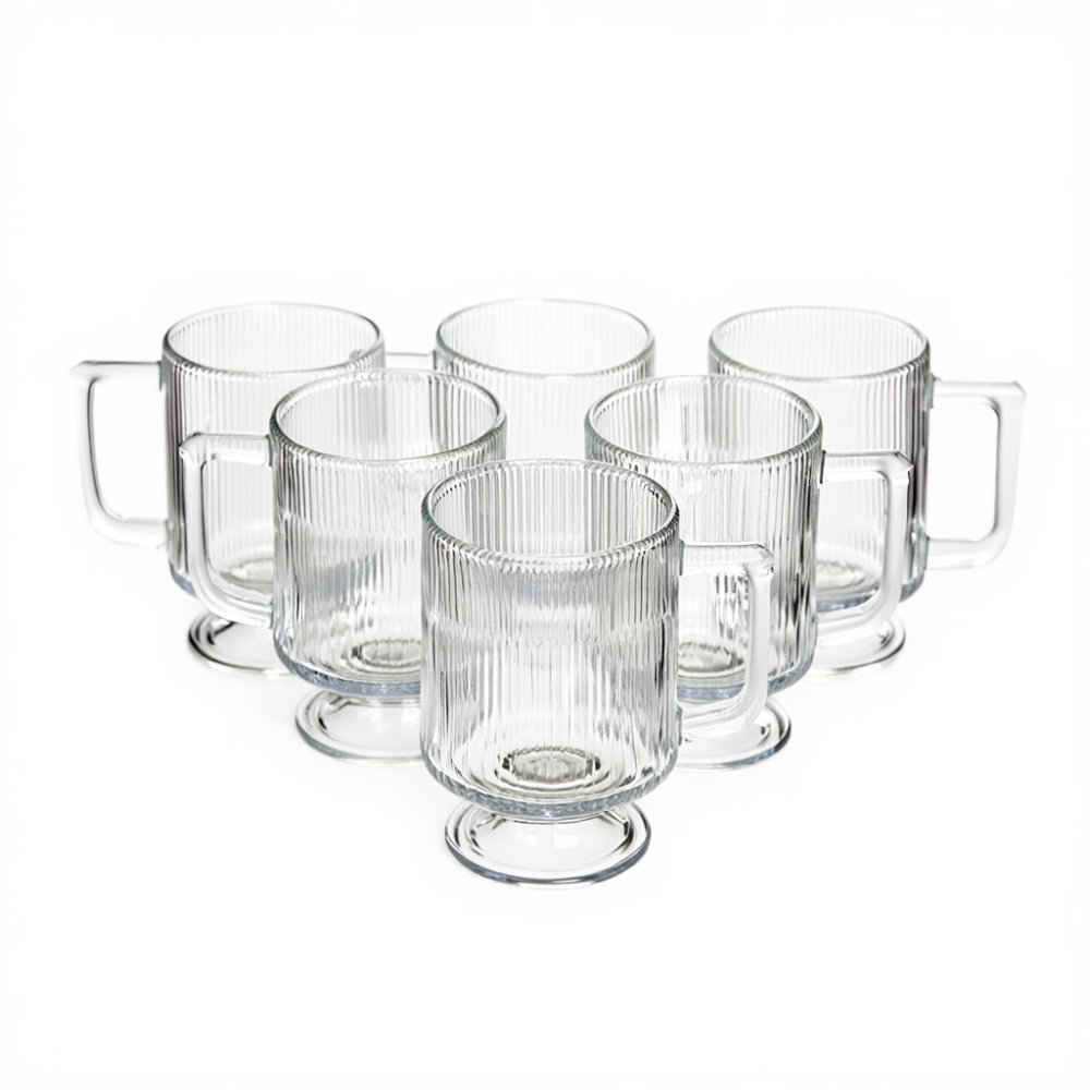 Набір скляних чашок 300 мл (6 шт) з рифленого скла HP-19-L7 Коломыя - изображение 1