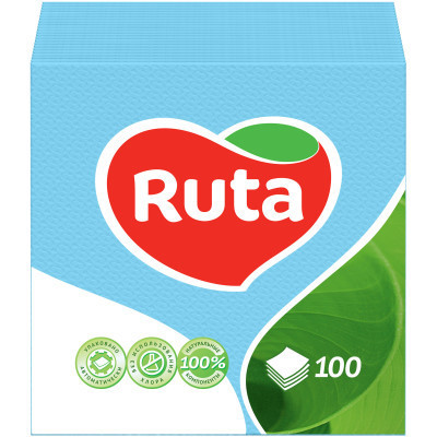 Серветки столові Ruta 24х24 см 1 шар Блакитні 100 шт. (4820023740617) Вінниця - фото 1