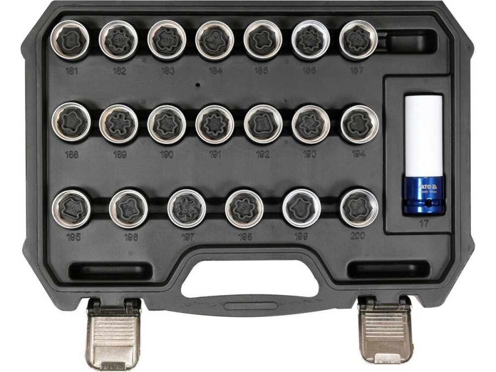 Торцеві головки до гвинтів колісних дисків авто OPEL YATO: з квадратом- 1/2", компл. 21 шт [5] Одеса - фото 1