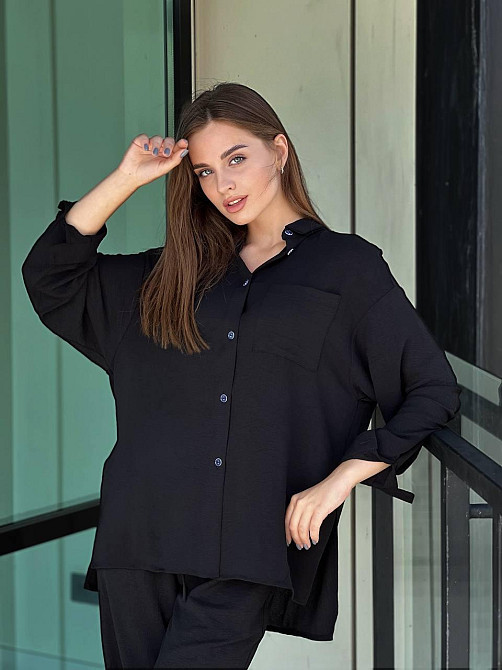 Костюм-трійка жіночий літній креп-жатка Чорний XS-S Харків - фото 3