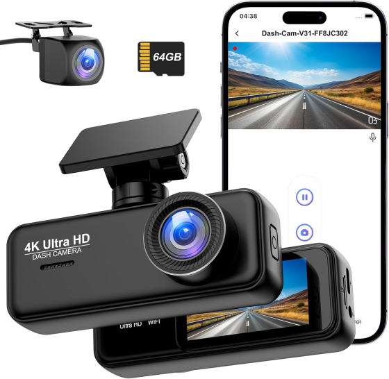 Автомобильный видеорегистратор Penemay V31 4K+1080P, 2 камеры, Wi-Fi, 64 ГБ, G-Sensor, 24/7 Parking, экран 1.97 Киев