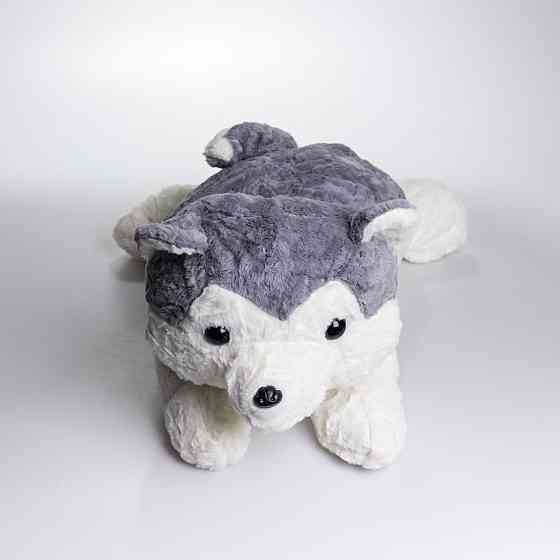 М'яка іграшка-плед, подушка 3 в 1 Хаскі плед в іграшці 50×30×26 (см) Сірий 7124G Коломыя