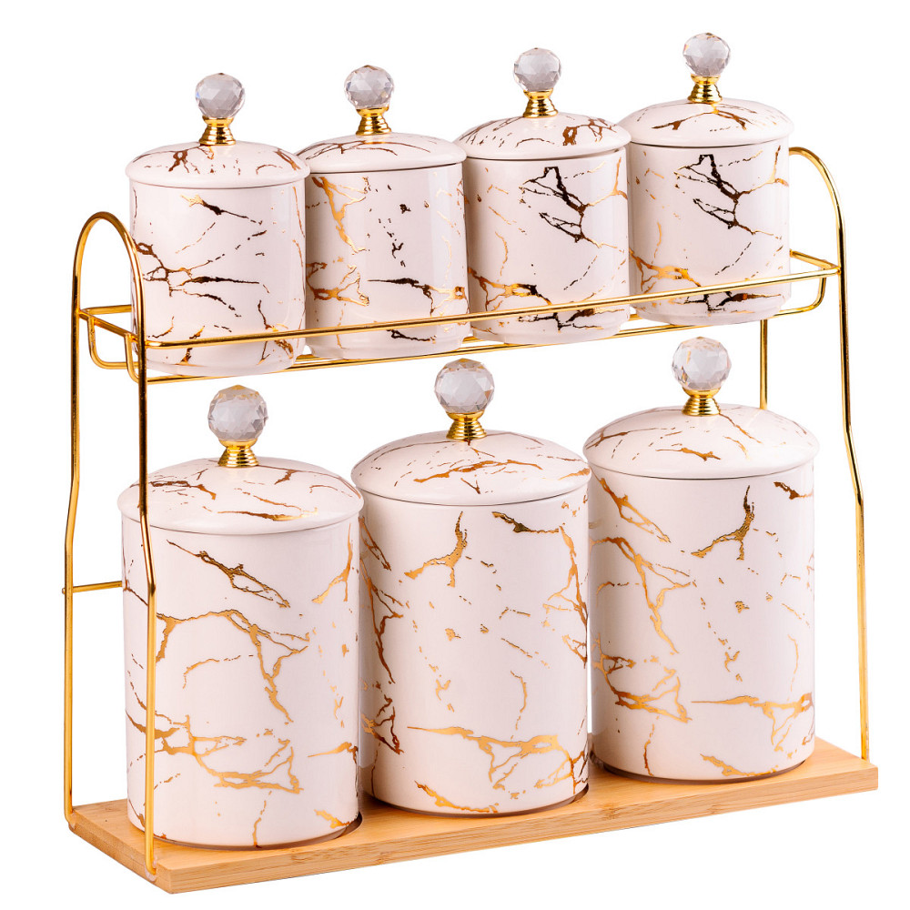 Yiwu Набір для сипучих продуктів на металевій підставці 7 предметів по 300 мл і 700 мл HP-1215 Коломыя - изображение 3