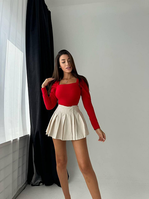 Женская базовая кофта с квадратным вырезом креп-дайвинг Красный, 46/48 Одесса - изображение 3