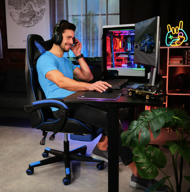 Кресло геймерское профессиональное Ragazo синее компьютерное игровое офисное Лучшее компьютерное кресло Киев - изображение 2