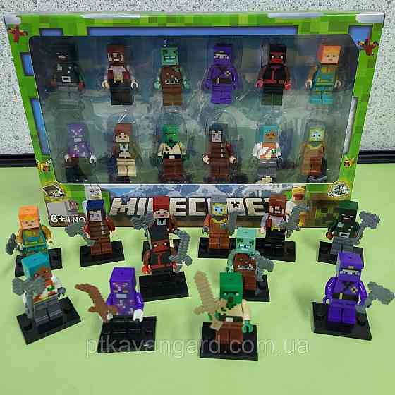 Набір фігурок Майнкрафт 12 героїв + зброя, з підставками 2912-2 Хмельницький