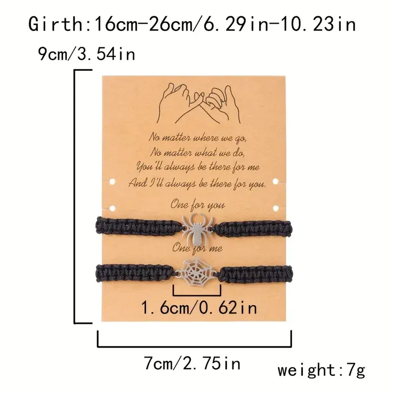 Парные браслеты «Паук и Паутинка» — шнур макраме, черный/красный, регулируемые Киев - изображение 3