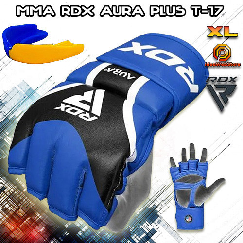 Рукавички для ММА змішаних єдиноборств рукопашного бою ММА RDX AURA PLUS T-17 Black Blue розмір XL Київ - фото 7