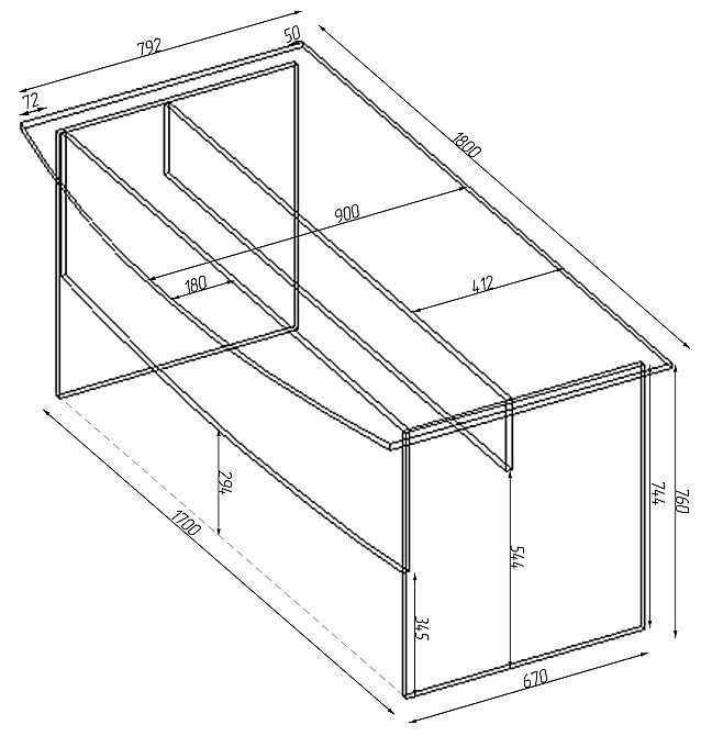 Стіл офісний Лідер, Білий, 1800/900/760 Львів - фото 3
