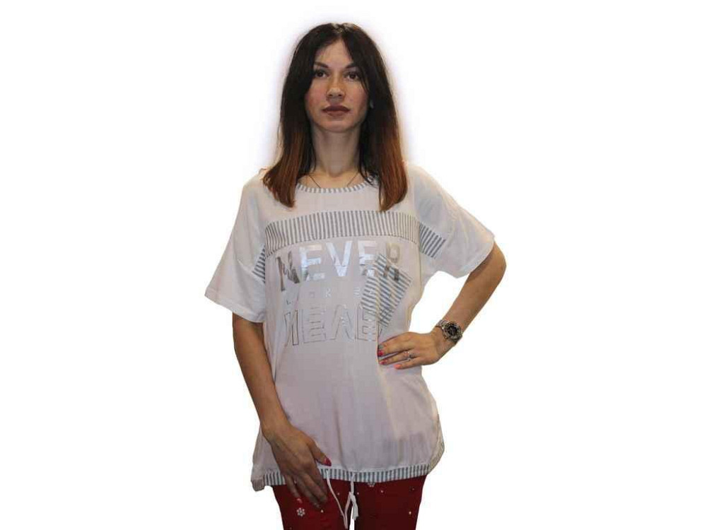 Блузка батал, натур. тканина арт. 8568, белая с сirым принтом, р.2XL ТМ Yasili Киев - изображение 1