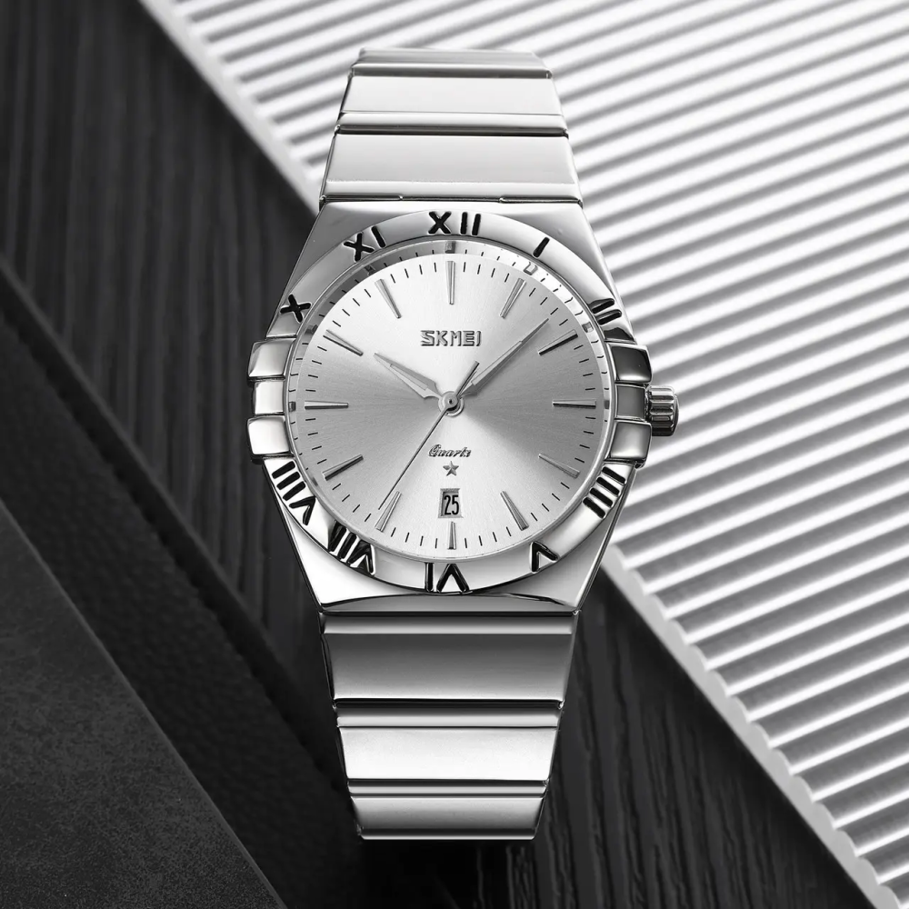 Чоловічий класичний годинник Skmei 9257 (Сріблястий з сріблястим циферблатом) Вінниця - фото 3