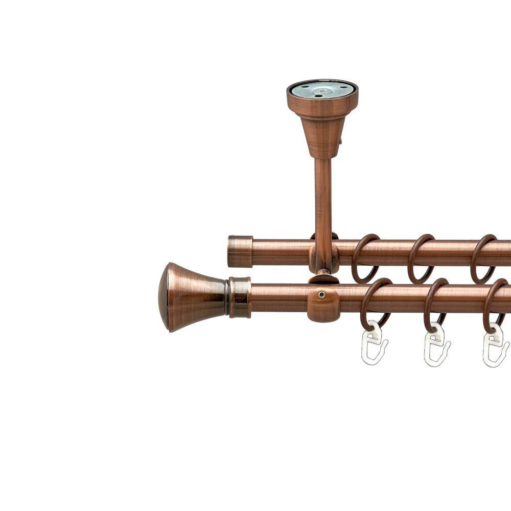 Карниз Orvit Люксор металевий дворядний відкритий до стелі гладка труба кільце металеве Мідь 16\16 мм 140 см (00-00020148) Львів - фото 1