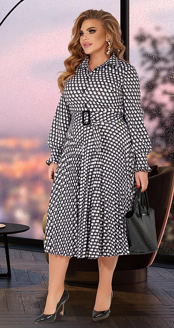 Гарне плаття плісе великого розміру спідницею плісе та поясом (52) Київ - фото 4