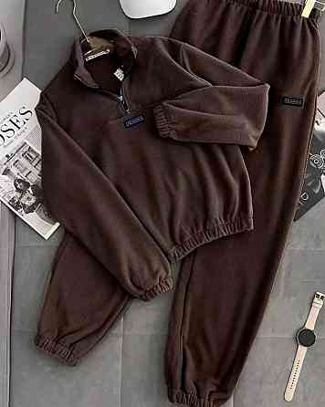 Женский повседневный теплый костюм из двухстороннего флиса с нашивками Шоколад, 42/46 Одесса