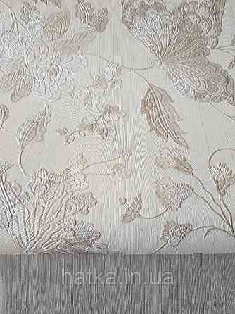 Шпалери вінілові на паперовій основі Sirpi Italian Silk 7 квіти листя гілки сріблясті c пісочним структурні Київ