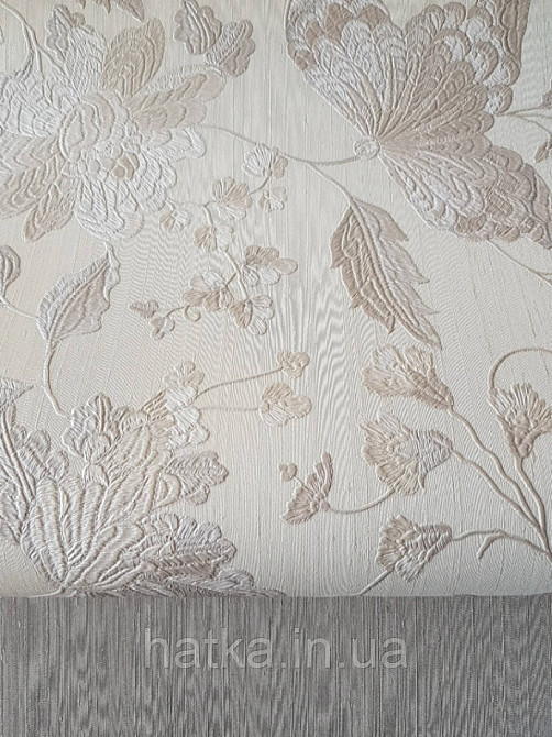 Шпалери вінілові на паперовій основі Sirpi Italian Silk 7 квіти листя гілки сріблясті c пісочним структурні Київ - фото 2