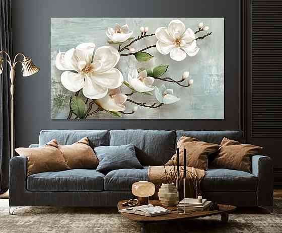 Картина холст в гостиную / спальню  Білі квіти   MLP_117 Киев