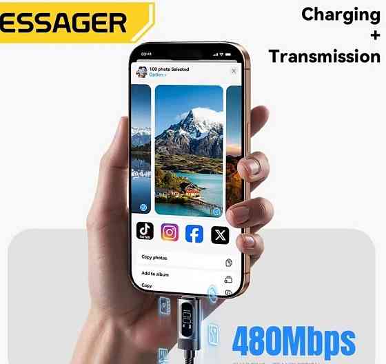 Кабель Essager 100W PD Type-C LED Display 5A E-Marker. Харьков