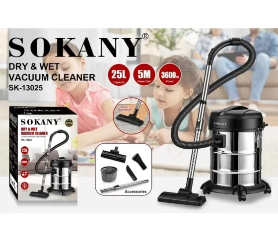 Професійний пилосос SK-13025 3600Вт, контейнер 25л, автонамотка шнура, 5м кабель, потужний для збирання Одеса