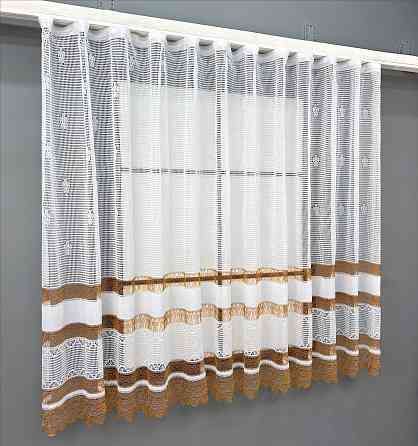 Тюль сетка VR-Textil Juli № 1871т Арка на кухню цвет белый с коричневым 500х150 см (53-0157) Киев