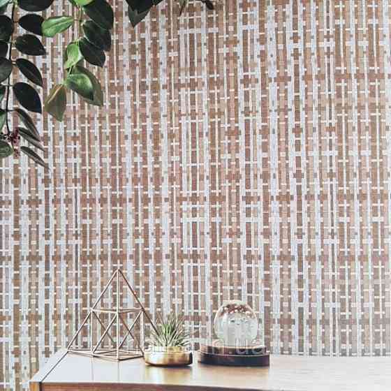 Обои виниловые на флизелине AdaWall Beta1.06х10 полосы под соломку коричневые серые золотистые 1105-5 Киев