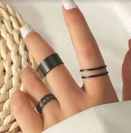 Набор колец 3 штуки универсальный черный Киев