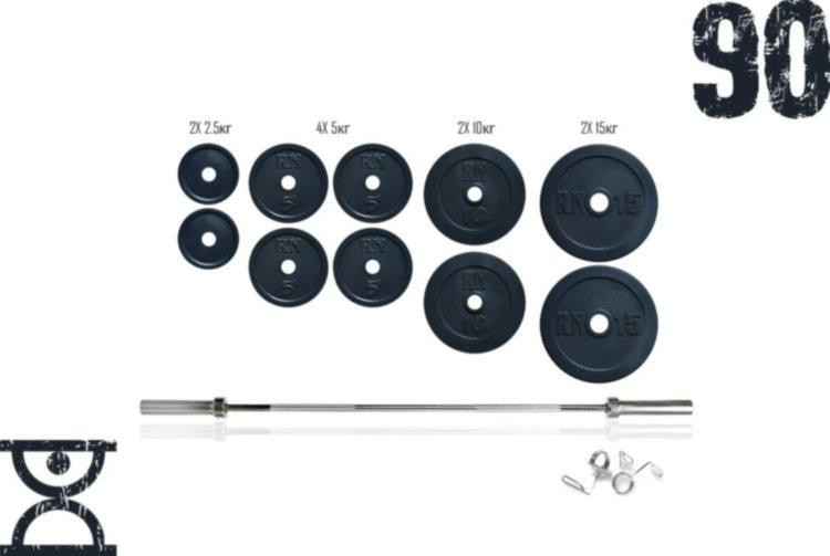 Штанга олімпійська набірна на 90 кг Гантелі, гирі, штанги та диски граниліт Київ - фото 1