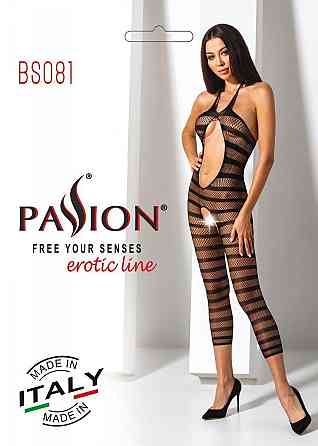 Сетчатый бодистокинг с открытым животом Passion BS081 black Sex Aura Киев