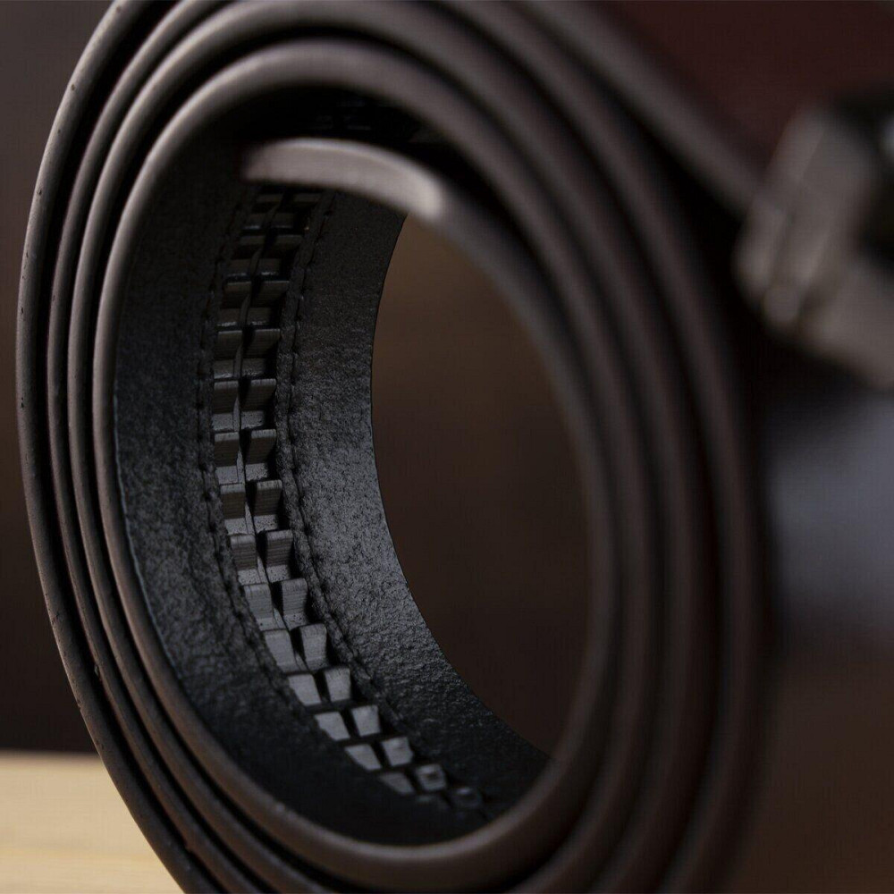 Ремень мужской с затемненной пряжкой автомат Vintage 20296 Коричневый Киев - изображение 7