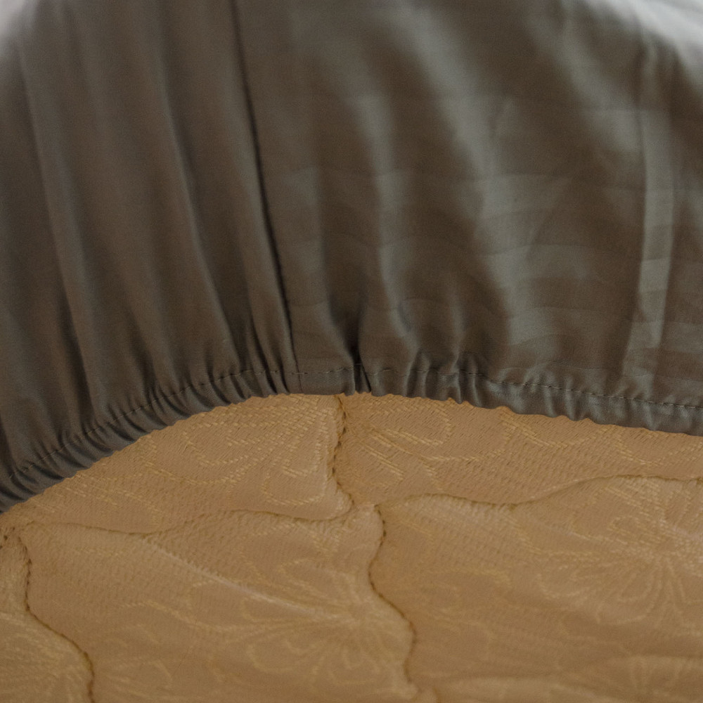 Простынь на резинке двуспальная страйп-сатин 100% хлопок 180х200х25см 125г/м2 (Серый) Сумы - изображение 3