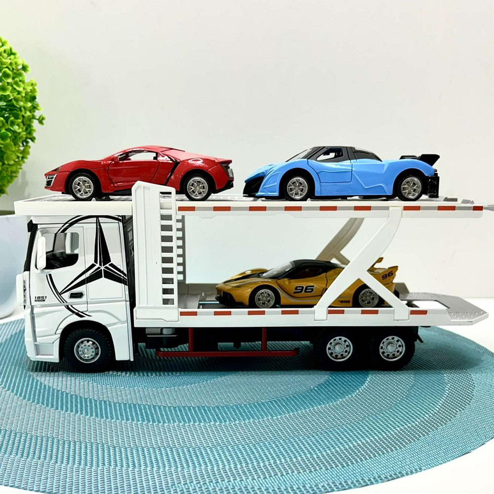 Трейлер з машинками світлові та звукові ефекти масштаб 1:24 Білий (53522-46) Чернигов - изображение 4