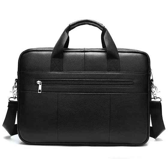 Чоловіча сумка-портфель для ноутбука Tiding Bag (39x 28 × 6 см) з натуральної шкіри Чорний Вінниця