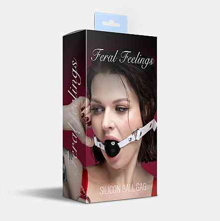 Кляп силиконовый Feral Feelings Silicon Ball Gag White/Black, белый ремень, черный шарик Sex Aura Киев